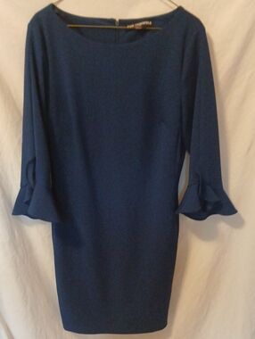 Karl Lagerfeld Midnight Blue Long-Sleeve Shift Dress